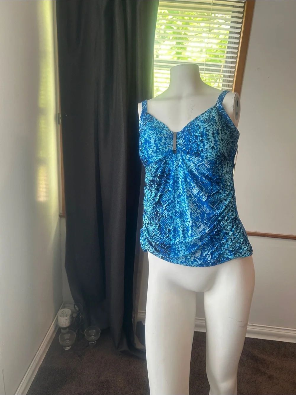 Croft & Barrow Blue Breptile Printed Women’s Tankini swim Top
